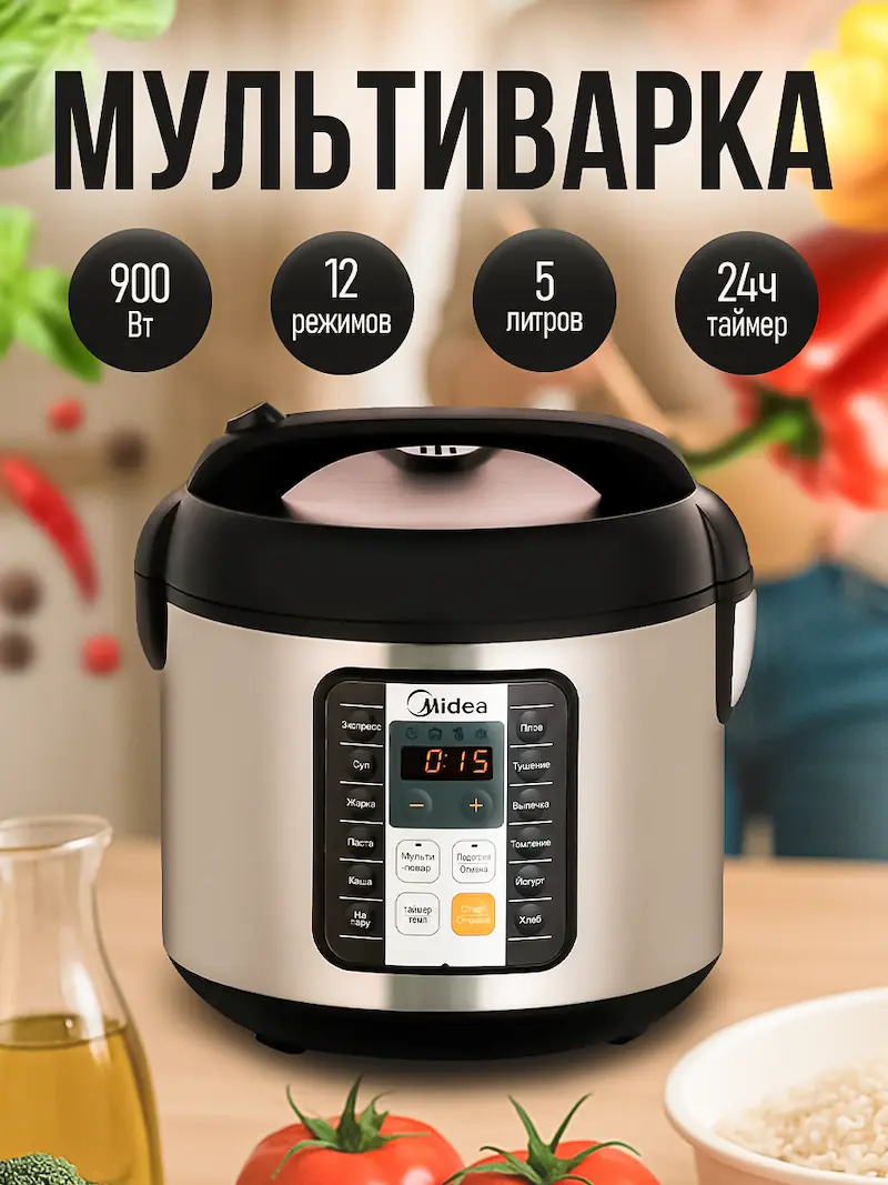 Карточка мультиварки с визуальной инфографикой